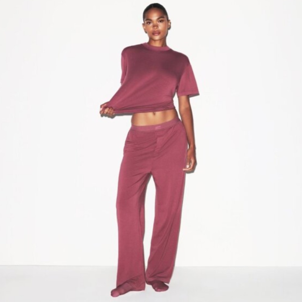 EUC SKIMS Boyfriend Loose Lounge Pants XXS Beet